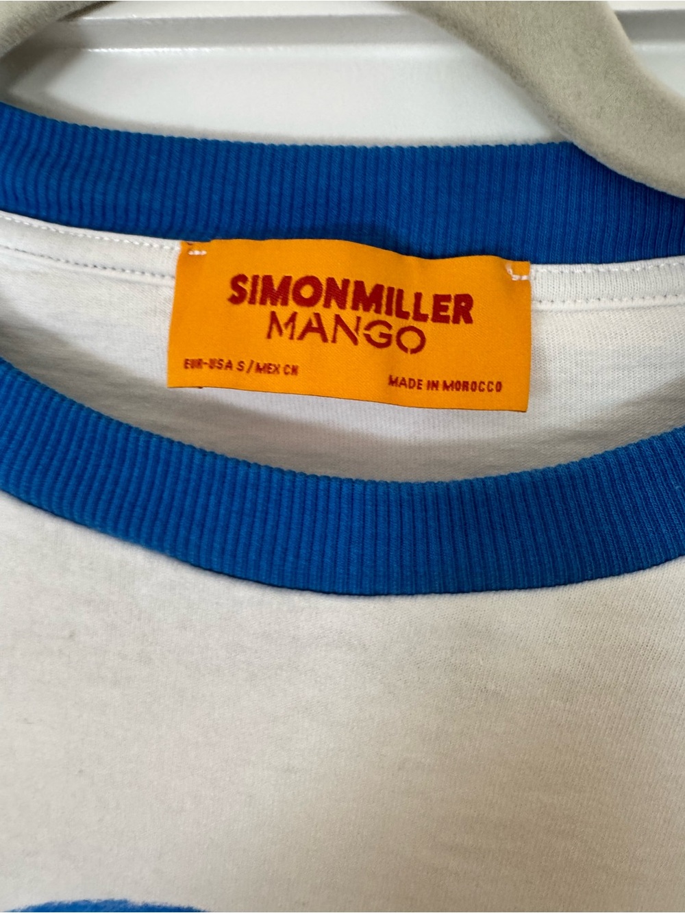 Simon Miller Mango White T-Shirt with Blue Graphic Ringer Size S - Picture 3 of 4
